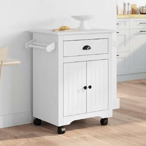 Allegan Wooden Kitchen Trolley With 2 Doors In White