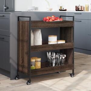 Corinth Wooden Kitchen Trolley With 3 Shelves In Brown Oak