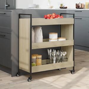 Corinth Wooden Kitchen Trolley With 3 Shelves In Sonoma Oak