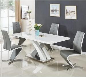 Axara Large Extending Grey Dining Table 4 Gia Grey White Chairs