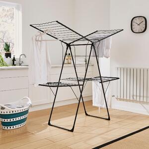 Double Wing Foldable Clothes Airer Black