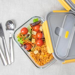 Microwave Safe Glass Lunch Box with Cutlery