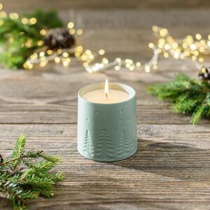 Starlight Cinnamon Vanilla Embossed Tree Candle Green