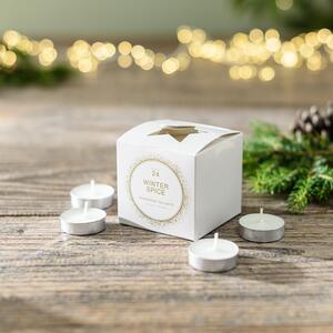 Set of 24 Winter Spice Tealights White