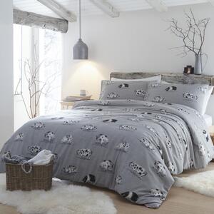 Fusion Snug Cosy Pig Duvet Cover Bedding Set Grey