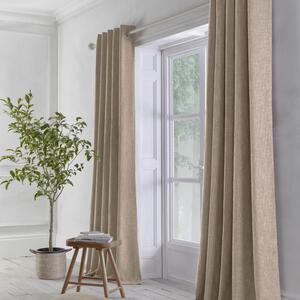 Boucle Ready Made Eyelet Curtains Linen