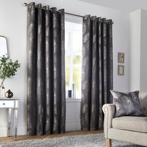 Curtina Feather Ready Made Eyelet Curtains Slate