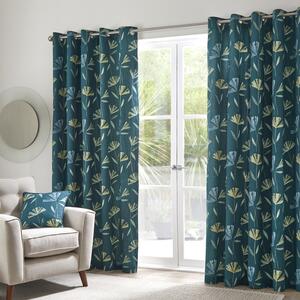 Fusion Dacey Ready Made Eyelet Curtains Teal