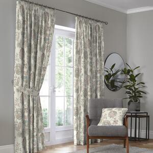 Indira Ready Made Pencil Pleat Curtains Coral Natural