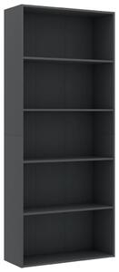 5-Tier Book Cabinet Grey 80x30x189 cm Engineered Wood