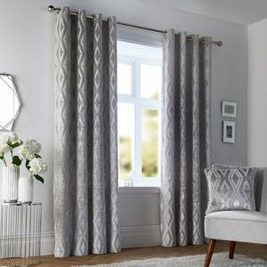 Marco Ready Made Eyelet Curtains Silver