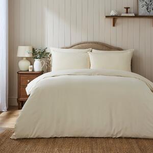 Super Soft Microfibre Plain Duvet Cover and Pillowcase Set White Sand