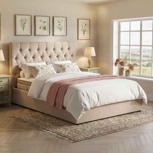 Middleton Fabric Ottoman Storage Double Bed In Stone
