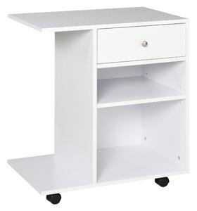 Vinsetto Printer Stand, Mobile, Rolling Cart, Desk Side with CPU Stand, Drawer, Adjustable Shelf, Wheels, White