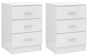 Bedside Cabinets 2 pcs High Gloss White 38x35x56 cm Engineered Wood