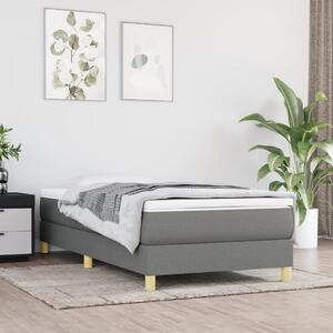 Box Spring Bed Frame Dark Grey 90x190 cm Single Fabric
