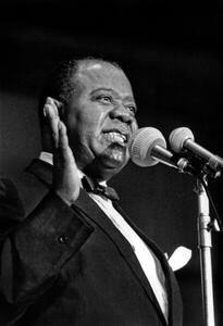 Photography American Trumpet Player and Singer Louis Armstrong on Stage in Paris June 5, 1965