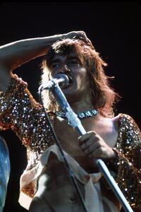 Photography Rod Stewart in concert with rock band The Faces, 1972