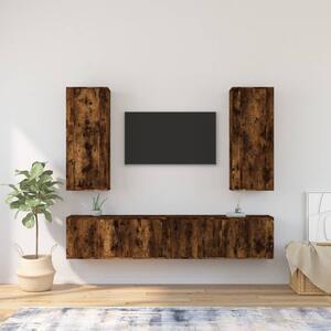 4 Piece TV Cabinet Set Smoked Oak Engineered Wood