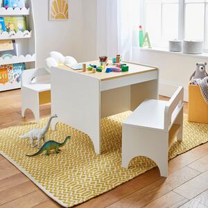 Kids Colby Play Table Set, White Natural White