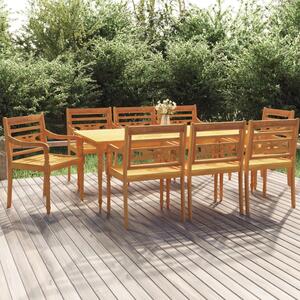 9 Piece Garden Dining Set Solid Wood Teak