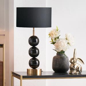 Sofia Black and Gold Enamel 3 Ball Table Lamp with 35cm Harry Cylinder Drum Shade Black