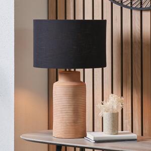Sierra Tall Ribbed Terracotta and Linen Table Lamp Terracotta