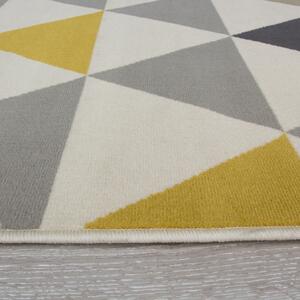 Yellow GreyTriangle Hall Runner Rug - Milan - 80cm x 300cm Runner