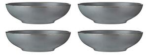 Luxe Stoneware Pasta Bowls Set Charcoal
