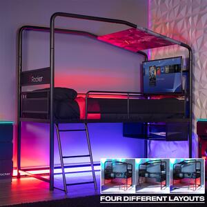 X Rocker Contra Mid Sleeper Gaming Bunk Bed with TV Mount Black