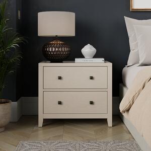 Malone Wide 2 Drawer Bedside Table, Natural Grey