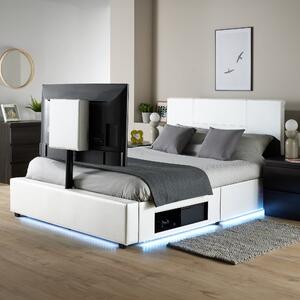 X Rocker Living Ava TV Bed Frame with LED Lights and TV Mount White