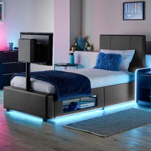 XR Living Ava TV Bed with LED Lights and TV Mount Grey