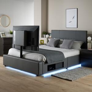 X Rocker Living Ava TV Bed Frame with LED Lights and TV Mount Grey