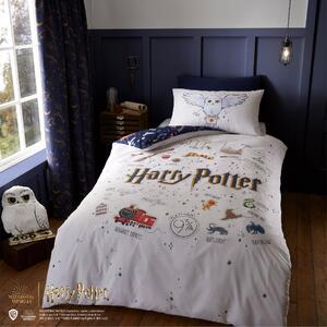 Harry Potter Doodle Duvet Cover and Pillowcase Set White