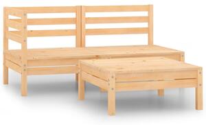 3 Piece Garden Lounge Set Solid Pinewood
