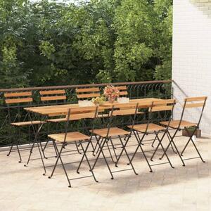 Folding Bistro Chairs 8 pcs Solid Wood Teak and Steel