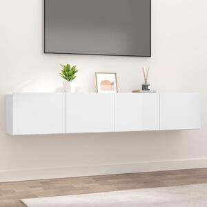 TV Cabinets 2 pcs High Gloss White 80x30x30 cm Engineered Wood