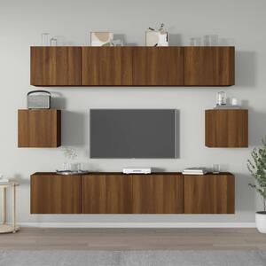 6 Piece TV Cabinet Set Brown Oak Engineered Wood
