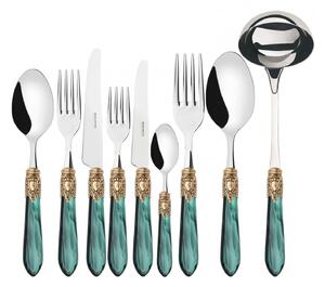 OXFORD GOLD-PLATED RING CUTLERY SET 75 - Acqua Green