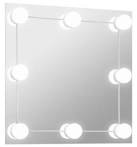Wall Mirror with LED Lights Square Glass