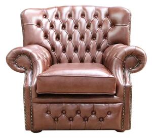 Chesterfield Handmade Armchair Old English Hazel Real Leather In Monks Style