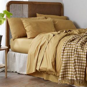 Piglet Butterscotch Washed Cotton Percale Flat Sheet Size Super King
