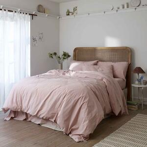 Piglet French Rose Washed Cotton Percale Flat Sheet Size Double