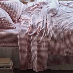 Piglet Red Dune Small Gingham Cotton Flat Sheet Size Super King