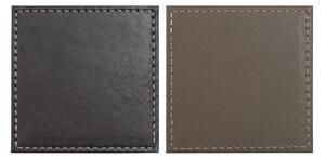 Set of 4 Dual Colour Faux Leather Coasters Brown and Black