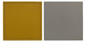 Set of 4 Dual Colour Faux Leather Coasters Grey and Yellow