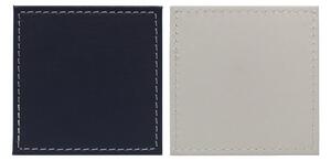 Set of 4 Dual Colour Faux Leather Coasters Navy and Cream