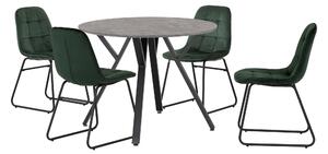 Athens Round Dining Table with 4 Lukas Chairs Green