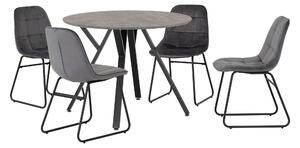 Athens Round Dining Table with 4 Lukas Chairs Grey